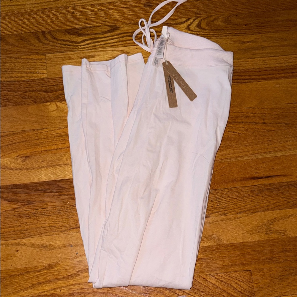SKIMS Light Pink Cotton Jersey Straight Leg Pants